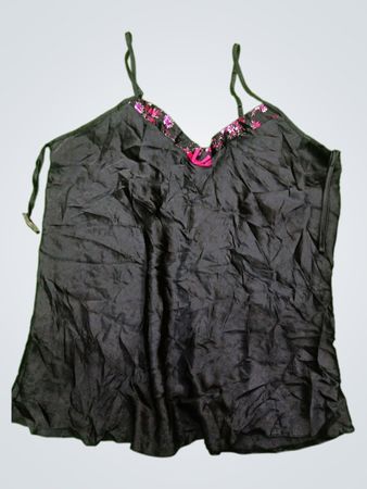Black Camisole with Floral Trim