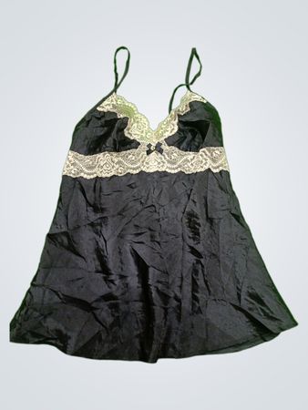 Black Nightgown with Lace Trim