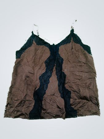 Brown Camisole with Black Lace Trim