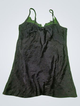 Unbranded Black Lace Trim Satin Cami Top