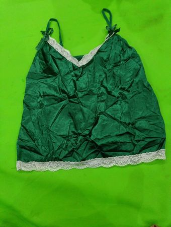 Green Cami with Lace Trim