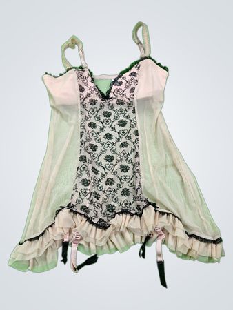 Sheer White Chemise with Black Trim