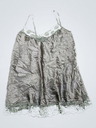 Gray Satin Camisole with Lace Trim
