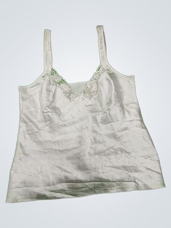 Unbranded White Lace Trim Satin Cami Top