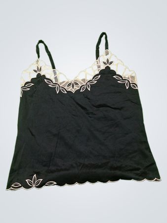 Black Camisole with White Lace Trim
