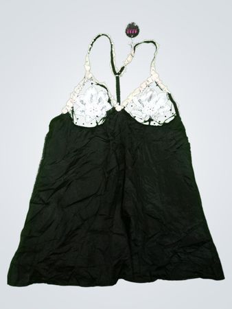 Black Chemise with White Floral Details