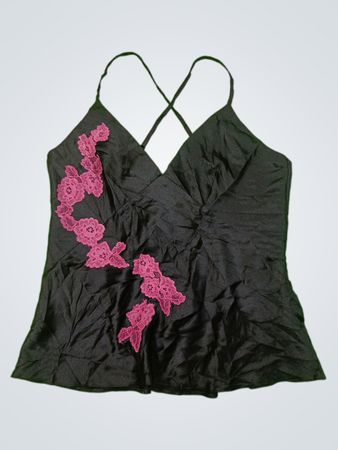 Black Camisole with Pink Lace