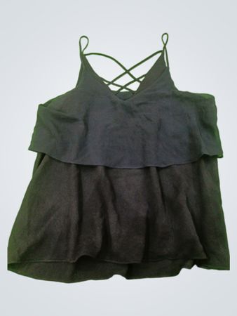 Black Ruffled Tank Top