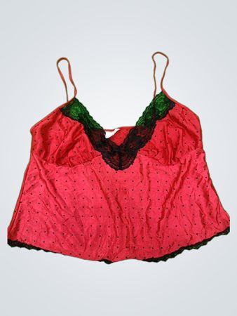 Red Polka Dot Cami with Lace Trim