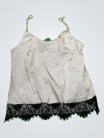 White Camisole with Black Lace Trim