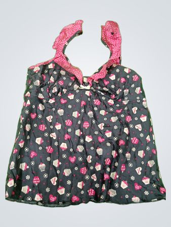 Gray Camisole with Pink and White Pattern