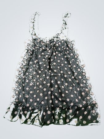 Grey Polka Dot Ruffled Cami Top