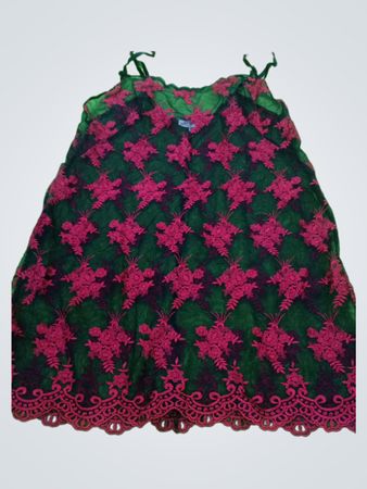 Janet Reger Black Red Floral Lace Slip Dress