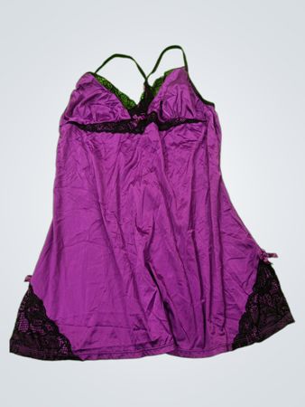 Purple Chemise with Black Lace Trim