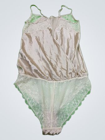 Lace Trim Satin Bodysuit