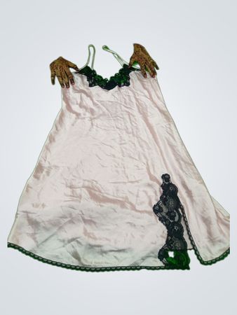 White Nightgown with Black Lace Trim