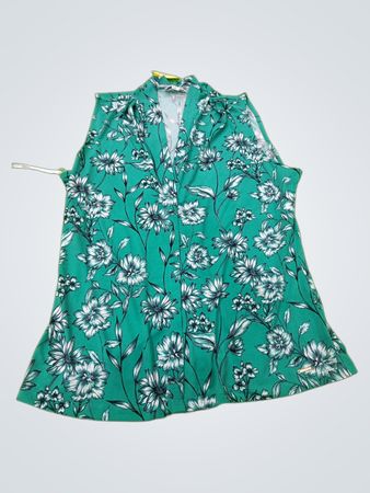 Calvin Klein Teal Floral Sleeveless Blouse