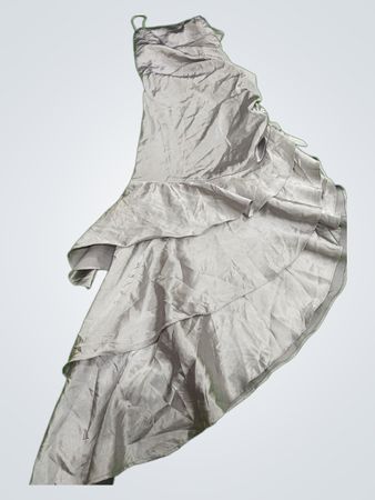Silver Satin Ruffled Mini Dress