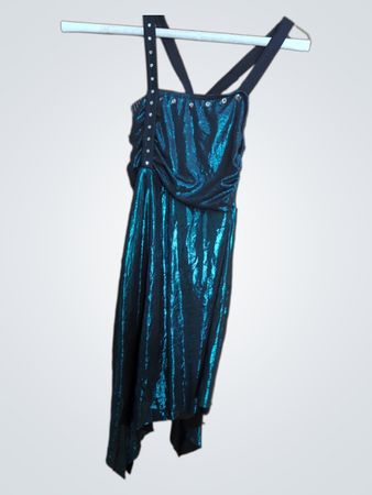 Teal and Black Velvet Dress