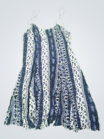 Blue and White Floral Pattern Dress