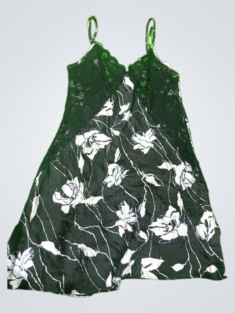Black Floral Lace Trim Nightgown