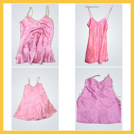 Conjunto de vestido rosa sexy de seda Y2k