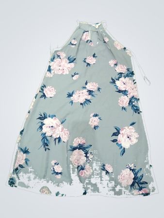 Gray Floral Halter Neck Dress