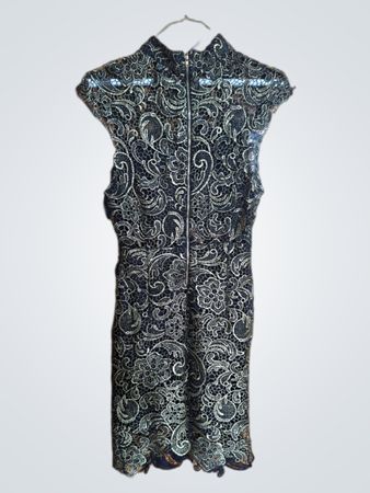 Windsor Black Gold Lace Mini Dress