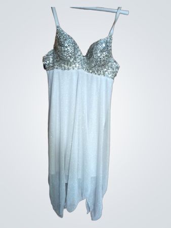 White Evening Dress with Sequined Top