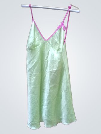 Green Dress with Pink Straps
