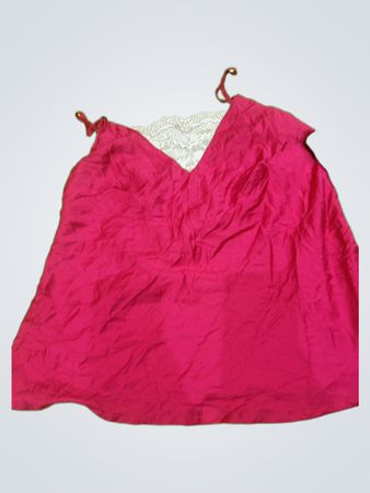 Unbranded Red Satin Cami Top with Lace Trim