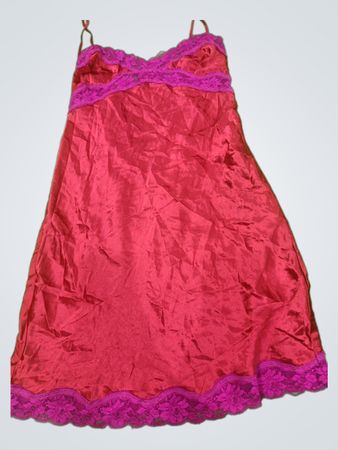 H&M Red Satin Lace-Trim Slip Dress