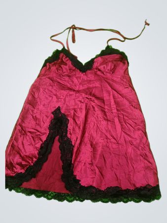 Maroon Chemise with Black Lace Trim