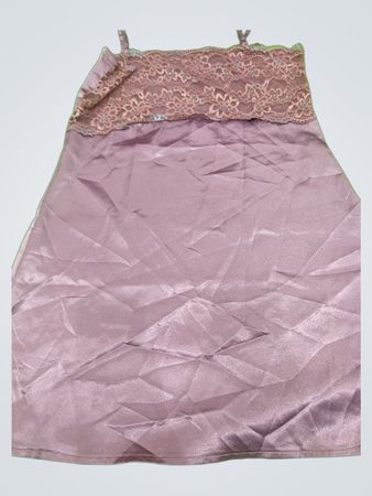 Unbranded Purple Satin Lace Trim Slip Dress