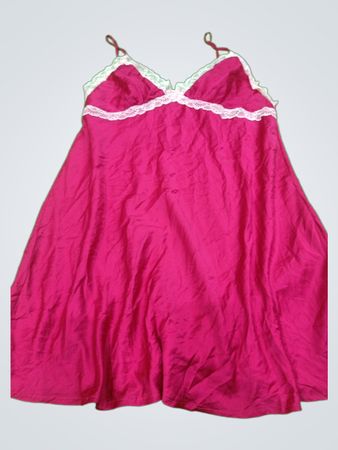 Secret Possessions Magenta Lace Trim Slip Dress