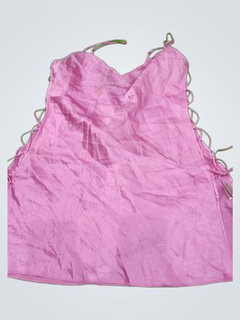 La Senzza Pink Lace-up Satin Cami Top