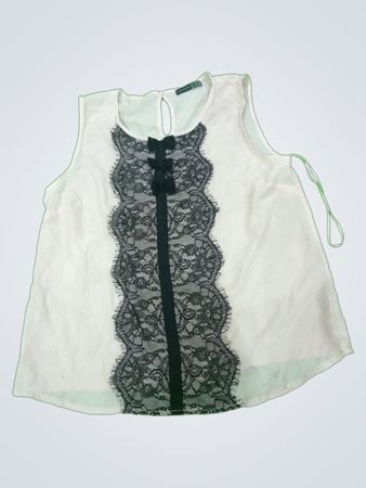 Atmosphere Sleeveless Lace Trim Top
