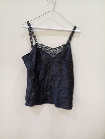 Black Satin Lace Cami Top