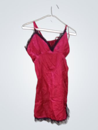 Red Satin Lace Trim Cami Top