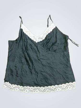 Black Camisole with White Lace Trim