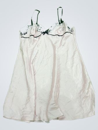 White Nightgown with Green Lace Trim