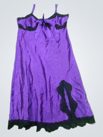 Purple Chemise with Black Lace Trim