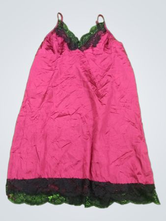 Pink Nightgown with Black Lace Trim