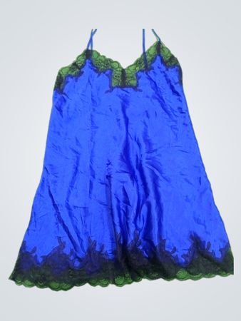 La Senza Blue Satin Lace Slip Dress