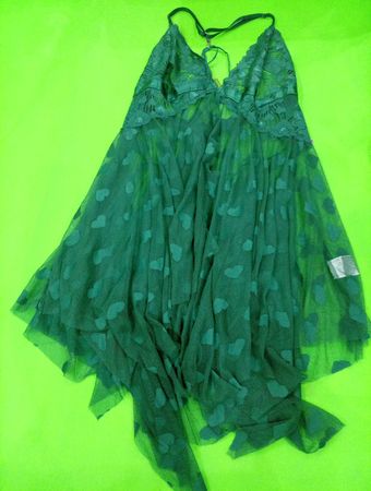 Green Sheer Heart Pattern Dress