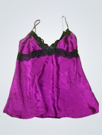 Purple Silk Camisole with Lace Trim
