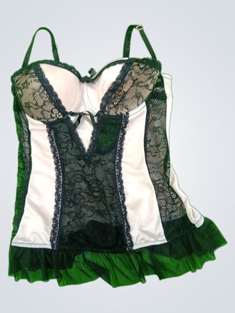 Women's Black and White Lace Bustier