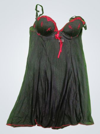 Victoria's Secret Black Chemise with Red Lace