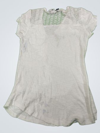 Chaps Lace Trim Short Sleeve Blouse