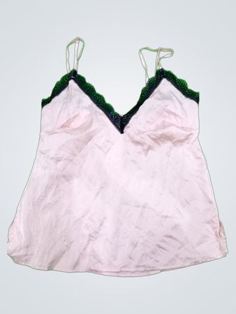 Pink Cami with Black Lace Trim